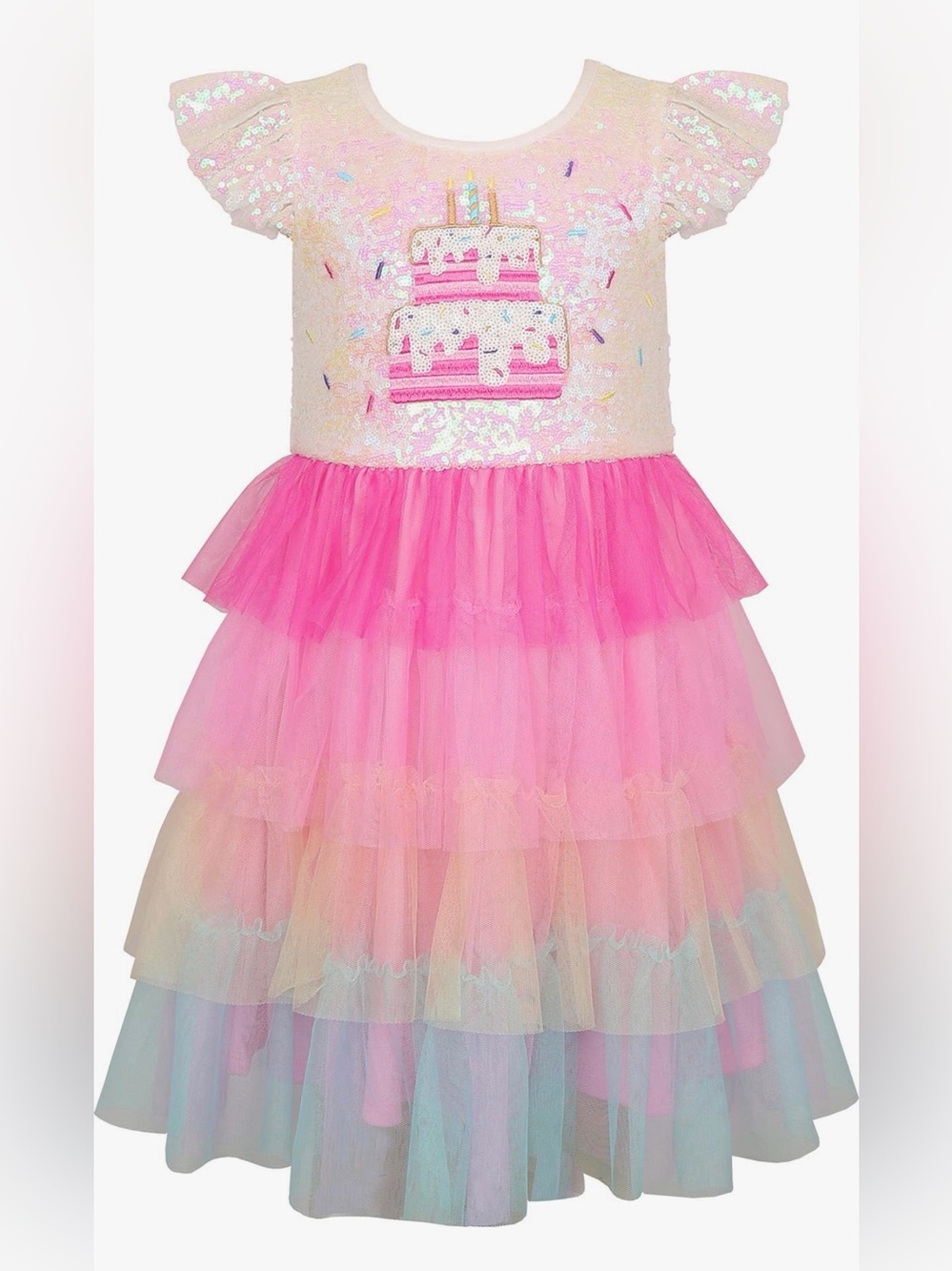 Zunie White Sequin-Trim Girls Dress Size 5